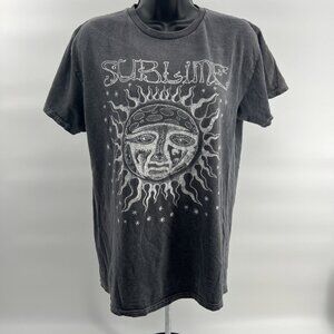 VTG Sublime Band T Shirt Sun Logo Psychedelic Black Unisex Acid Wash Medium M